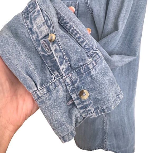 ABERCROMBIE & FITCH Blue Chambray Long Sleeve Button Down Shirt Classic Casual S - Picture 8 of 13
